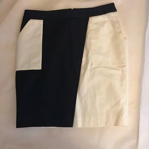 Navy White mini skirt front slit side pockets